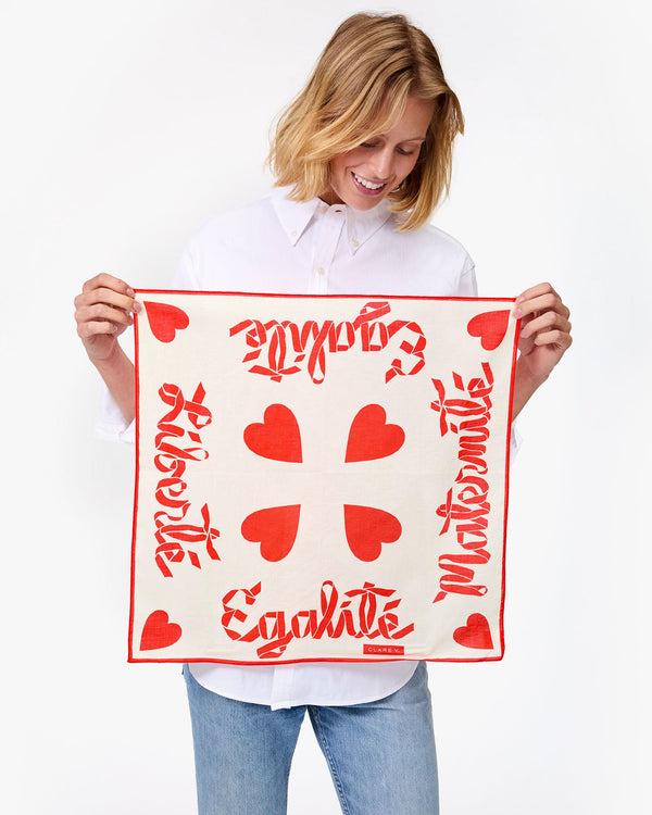 Clare Vivier Bandana Cream/Poppy Liberté Égalité Maternité Hearts