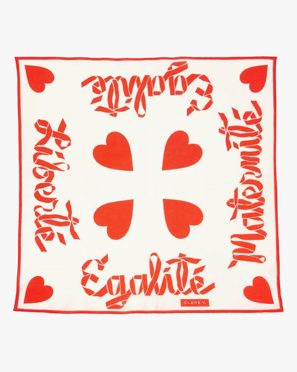 clare vivier Bandana Cream/Poppy Liberté Égalité Maternité Hearts