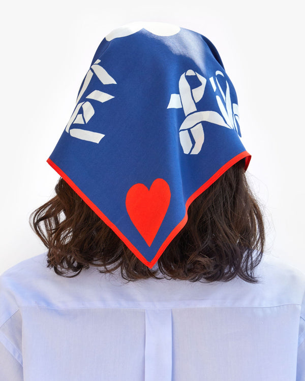 Clare Vivier Bandana Navy W/ Cream Poppy Ribbon Liberté Égalité Maternité
