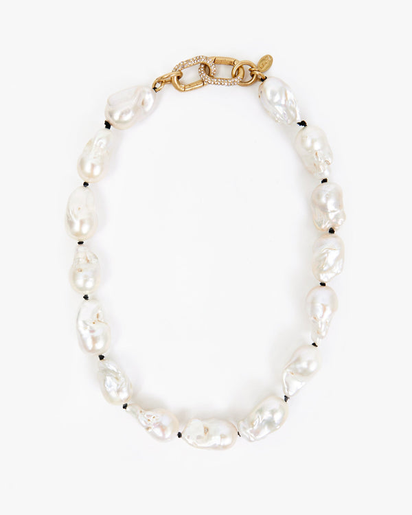 clare vivier Baroque Pearl Statement Collar Cream/Vintage Gold