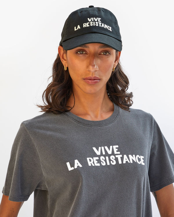 Clare Vivier Baseball Hat Black W/ Cream Vive La Resistance