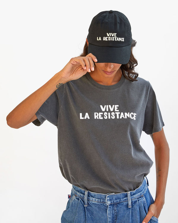 Clare Vivier Baseball Hat Black W/ Cream Vive La Resistance