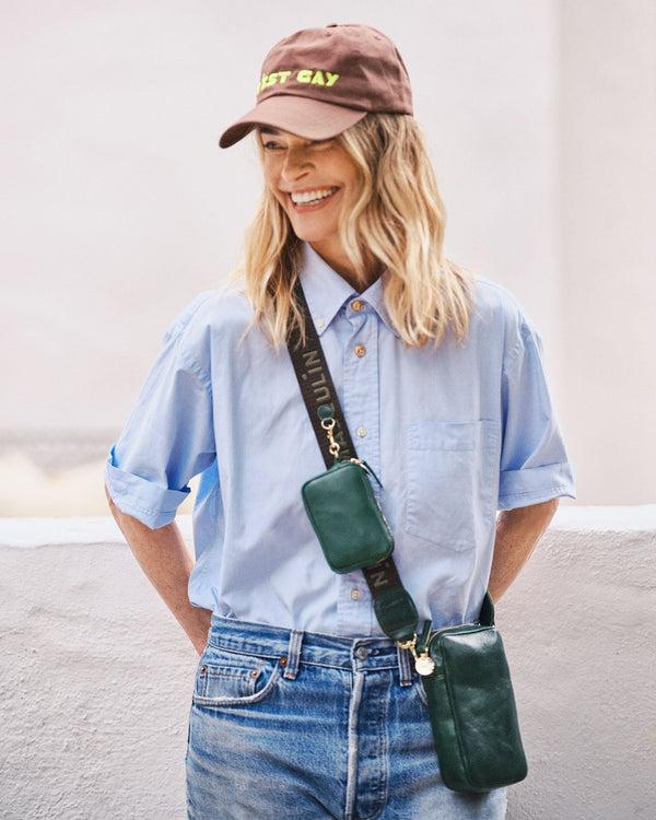 Clare Vivier Baseball Hat Brown W/ Neon Yellow C'est Gay