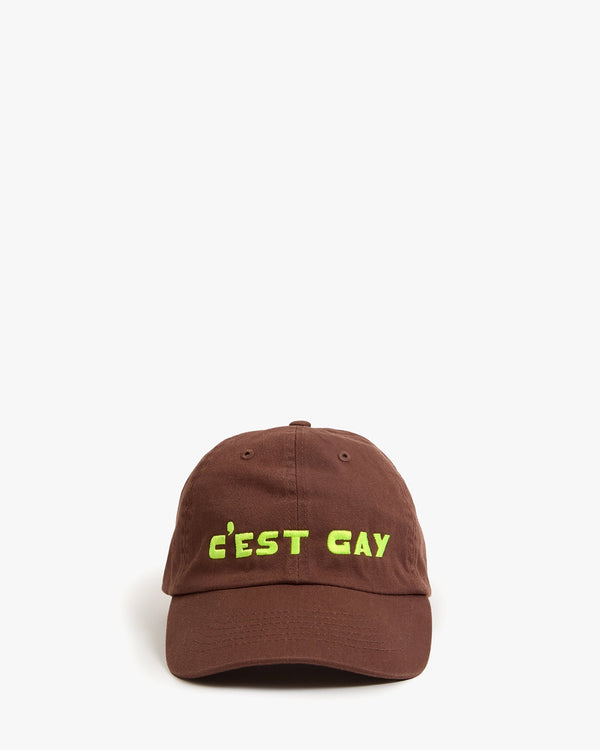 clare vivier Baseball Hat Brown w/ Neon Yellow C'est Gay