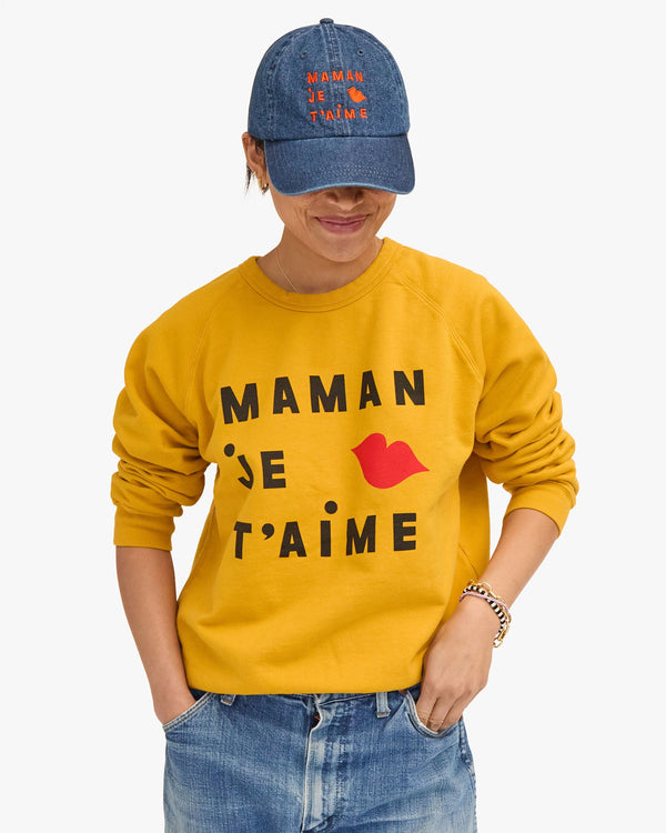 Clare Vivier Baseball Hat Denim W/ Bright Poppy Maman Je Taime