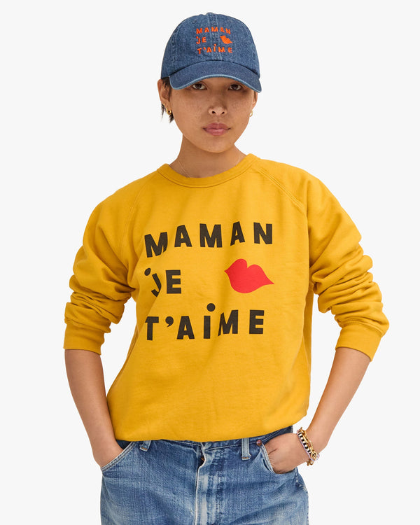 Clare Vivier Baseball Hat Denim W/ Bright Poppy Maman Je Taime