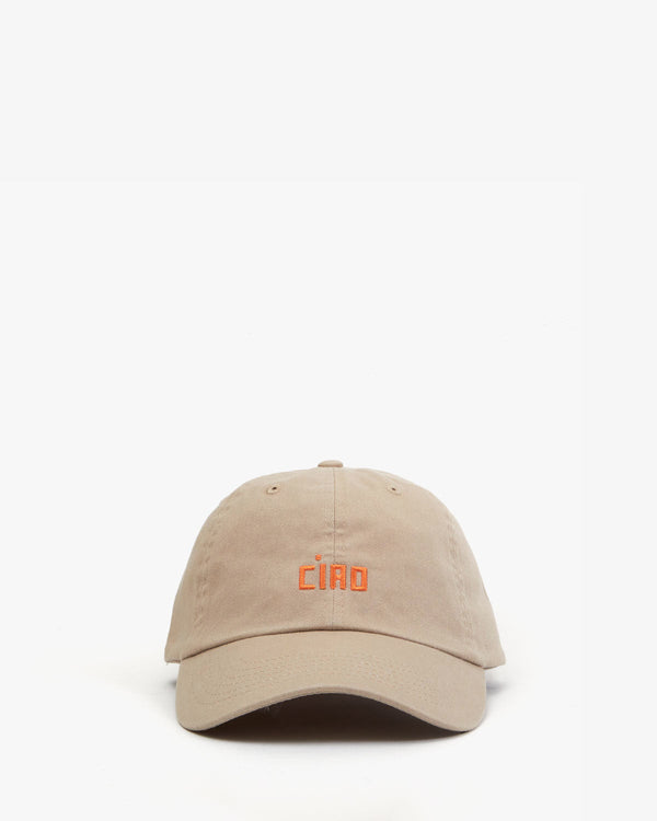 clare vivier Baseball Hat Khaki w/ Faded Tangerine Embroidered Petit Ciao