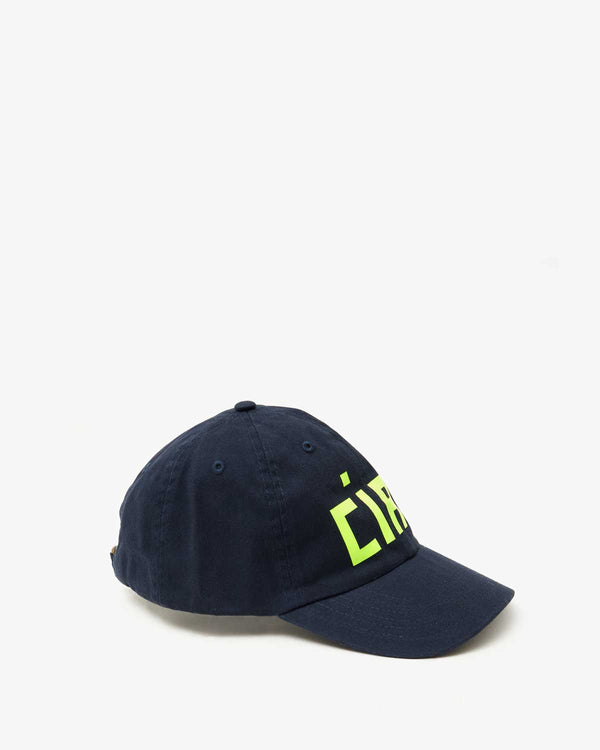 Clare Vivier Baseball Hat Navy W/ Printed Neon Yellow Ciao
