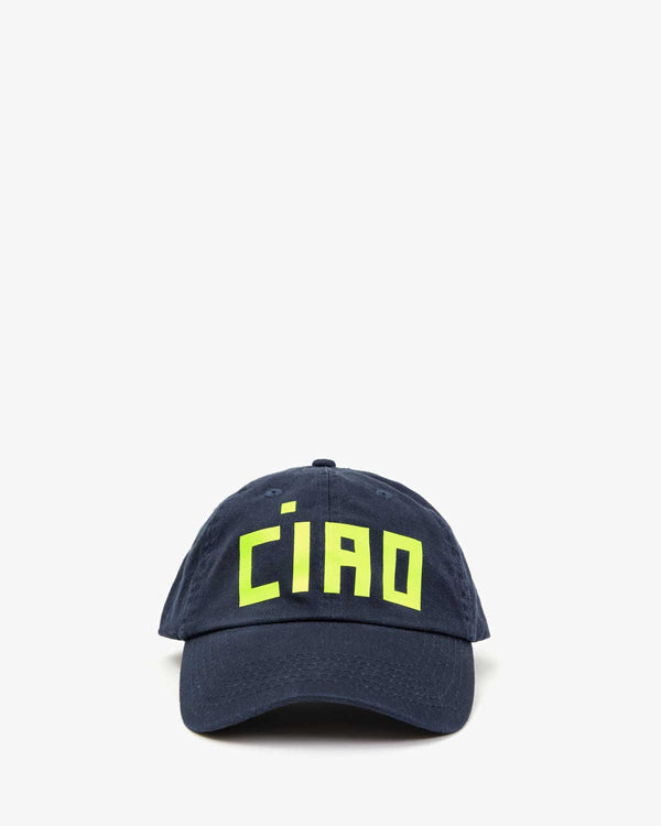 clare vivier Baseball Hat Navy w/ Printed Neon Yellow Ciao