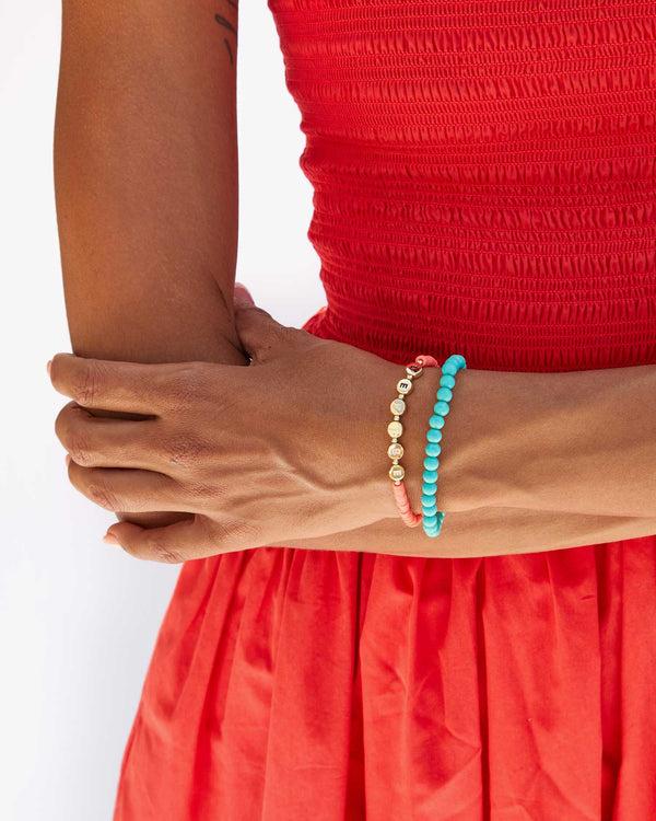 Clare Vivier Beaded Disc Stretch Bracelet Coral Le Vibe