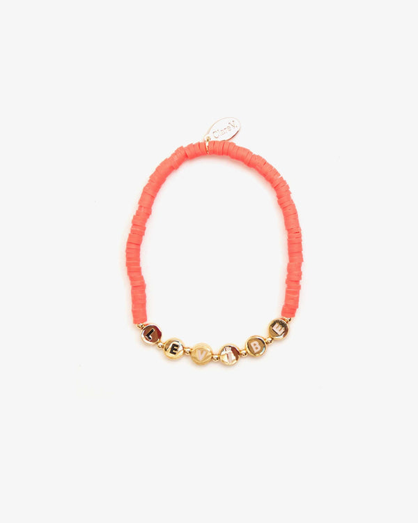 clare vivier Beaded Disc Stretch Bracelet Coral Le Vibe