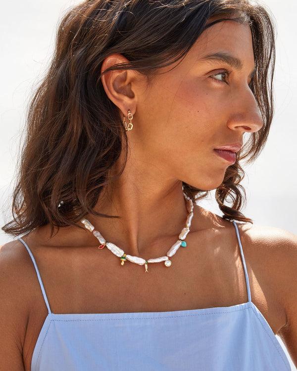 Clare Vivier Biwa Pearl Strand Necklace Cream Multi