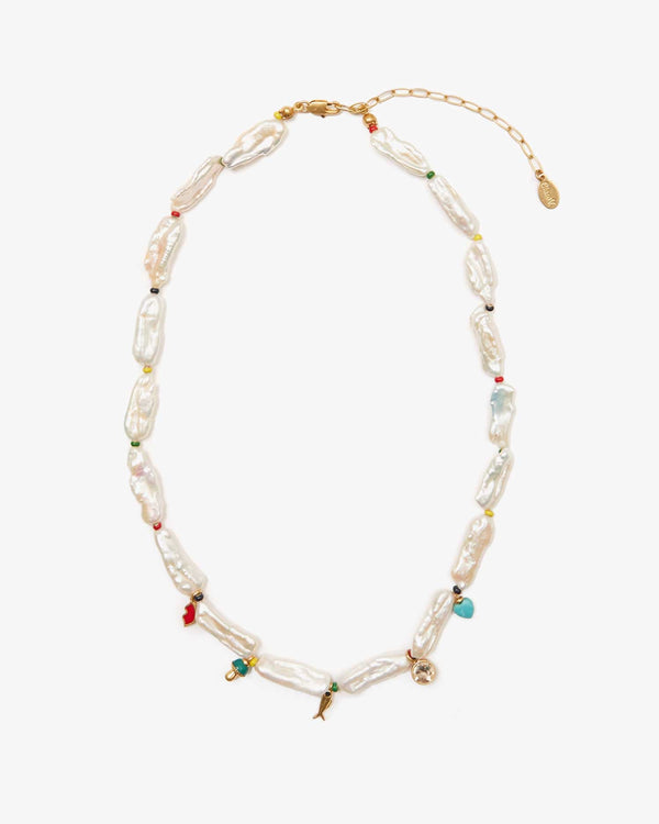 clare vivier Biwa Pearl Strand Necklace Cream Multi