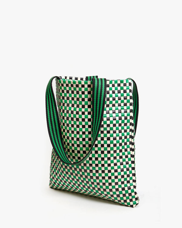 Clare Vivier Carryall Tote Green Apple Multi Woven Checker