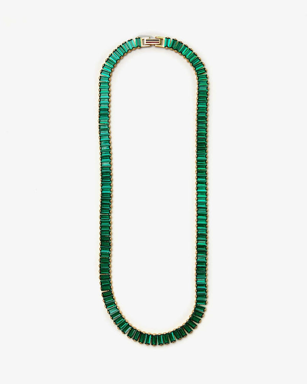 clare vivier Baguette Collar Gold/Emerald