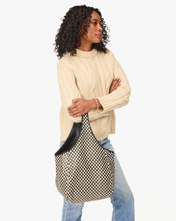 Clare Vivier Bando Black/Cream Woven Checker