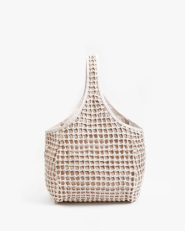 clare vivier Bando White Knot Woven Leather