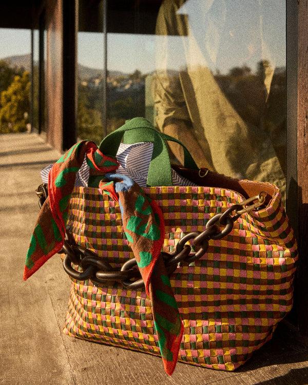Clare Vivier Bateau Tote Multi Woven Checker