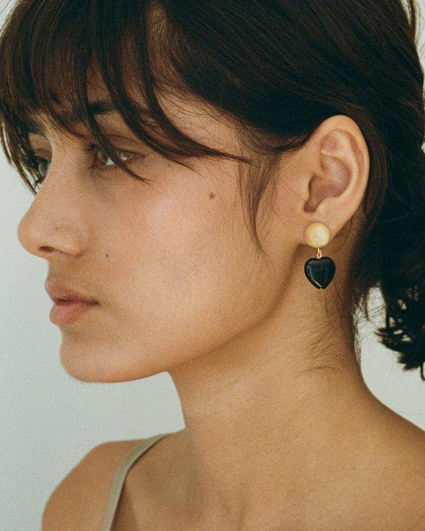 Clare Vivier Black Heart Drop Earrings Black