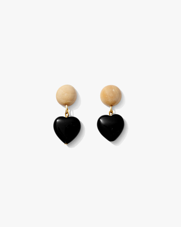 clare vivier Black Heart Drop Earrings Black