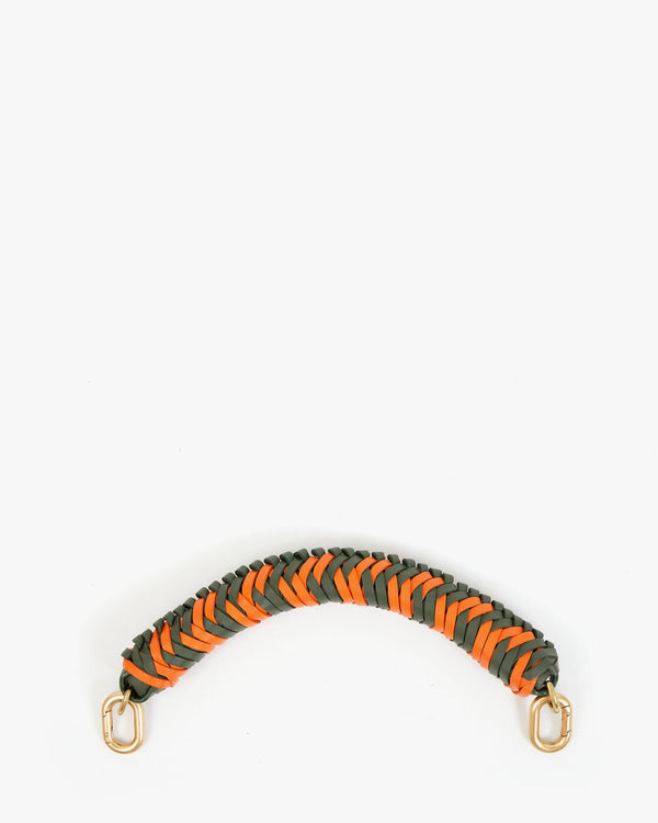 clare vivier Braided Top Handle Army/Neon Orange