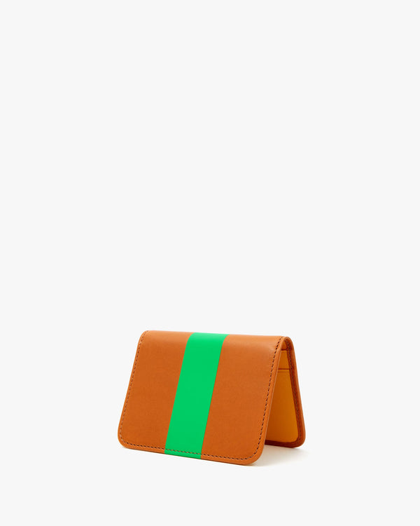 Clare Vivier Card Case Cuoio W/ Green Stripe