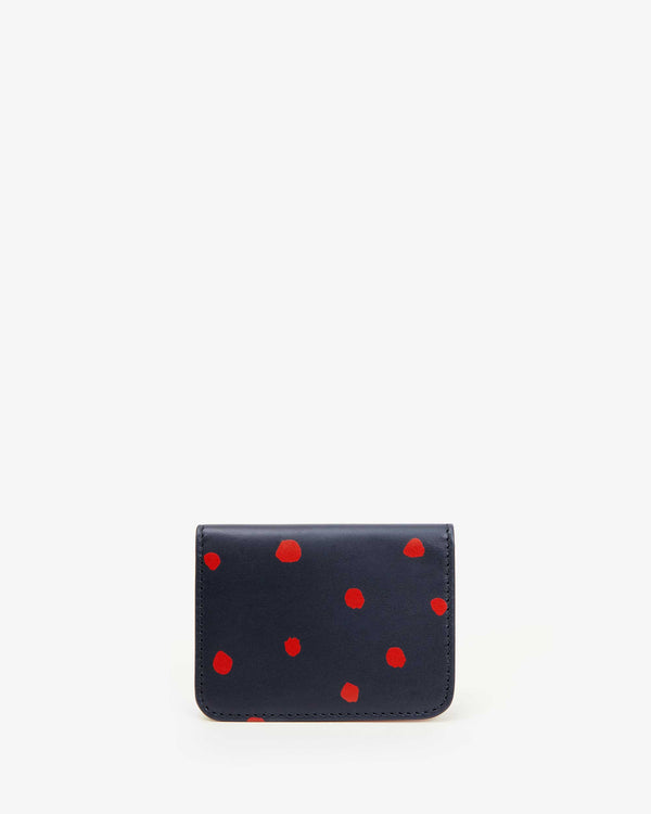 clare vivier Card Case Navy w/ Mini Dots