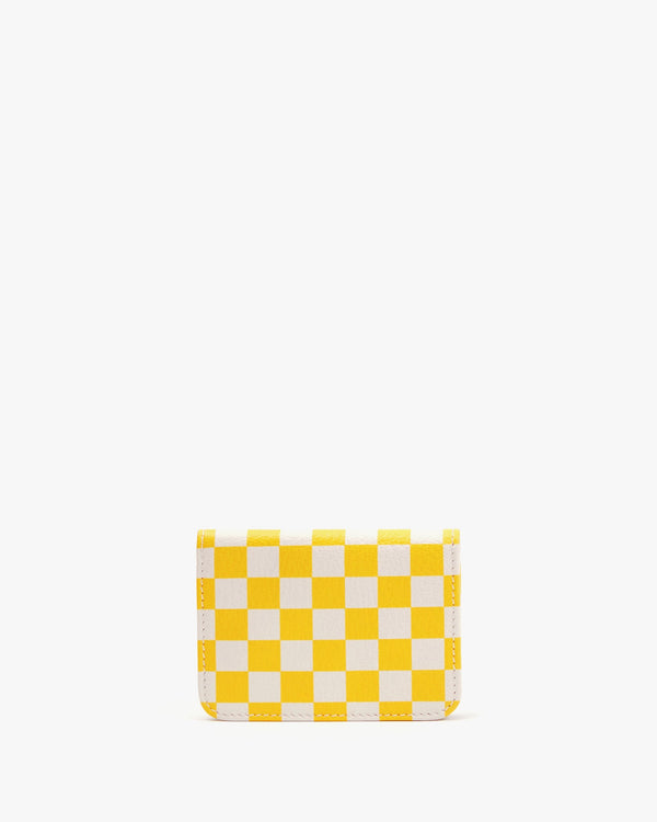 clare vivier Card Case Snapdragon/Cream Checker