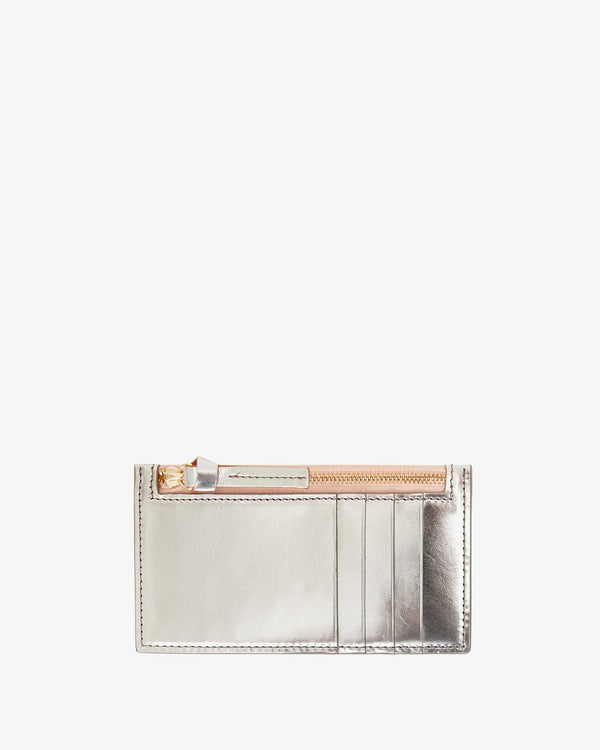 clare vivier Card Zip Wallet Silver Specchio