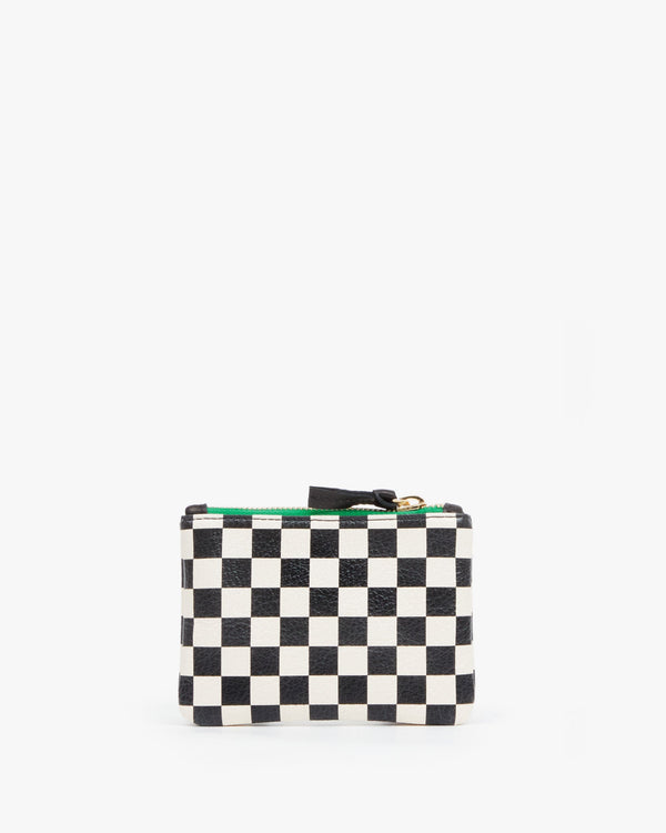 Clare Vivier Coin Clutch Black/Cream Checkers