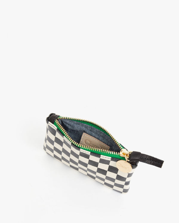 Clare Vivier Coin Clutch Black/Cream Checkers