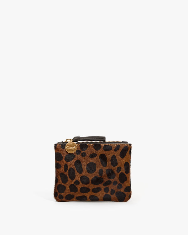 clare vivier Coin Clutch Leopard Hair-On