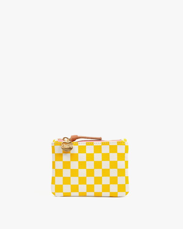 clare vivier Coin Clutch Snapdragon/Cream Checker