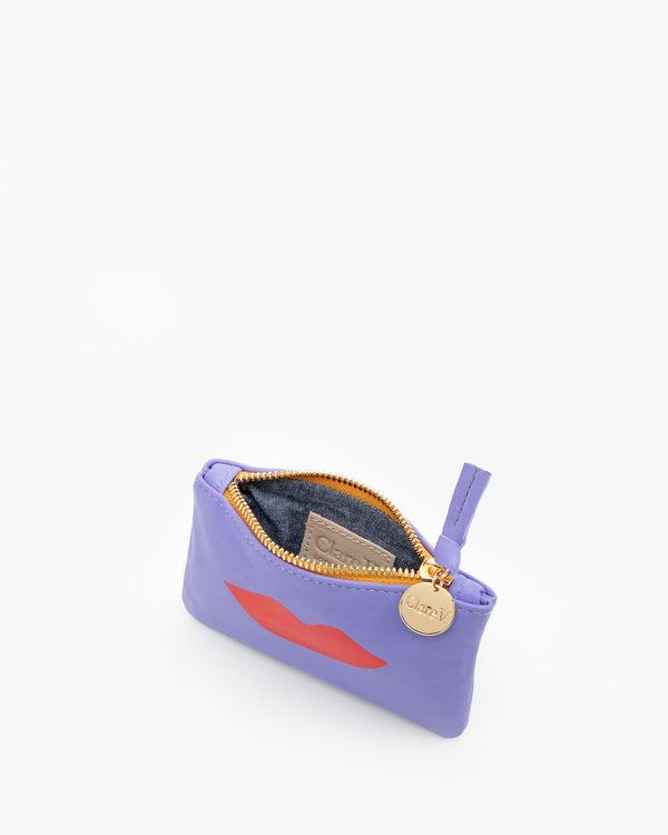Clare Vivier Coin Clutch Violet W/ Lips