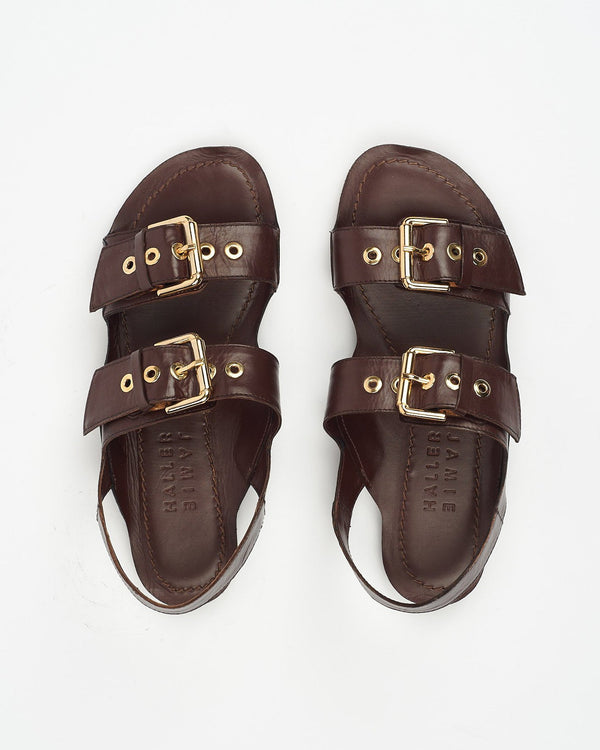 clare vivier Double Buckle Sandal Castagno / 36