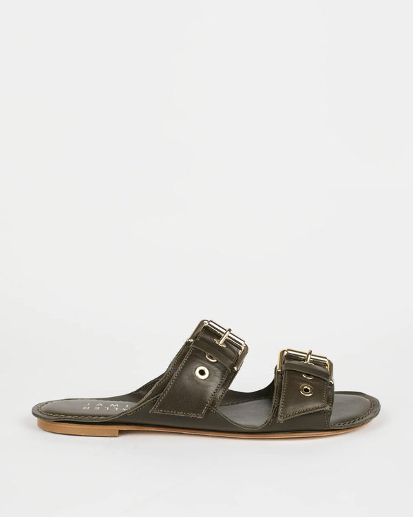 Clare Vivier Double Buckle Slide Olive / 36