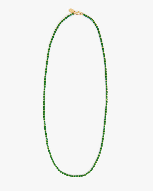clare vivier Enamel Barrel Chain Necklace Emerald