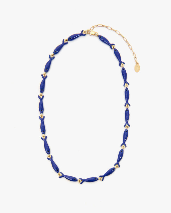 clare vivier Enamel Sardine Necklace Cobalt