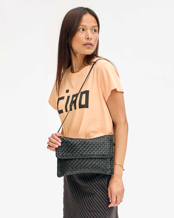 Clare Vivier Envelope Clutch Black Woven Checker