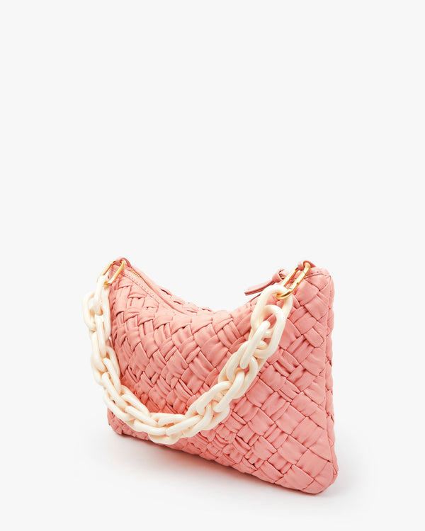 Clare Vivier Flat Clutch W/ Tabs Blush Puffy Woven