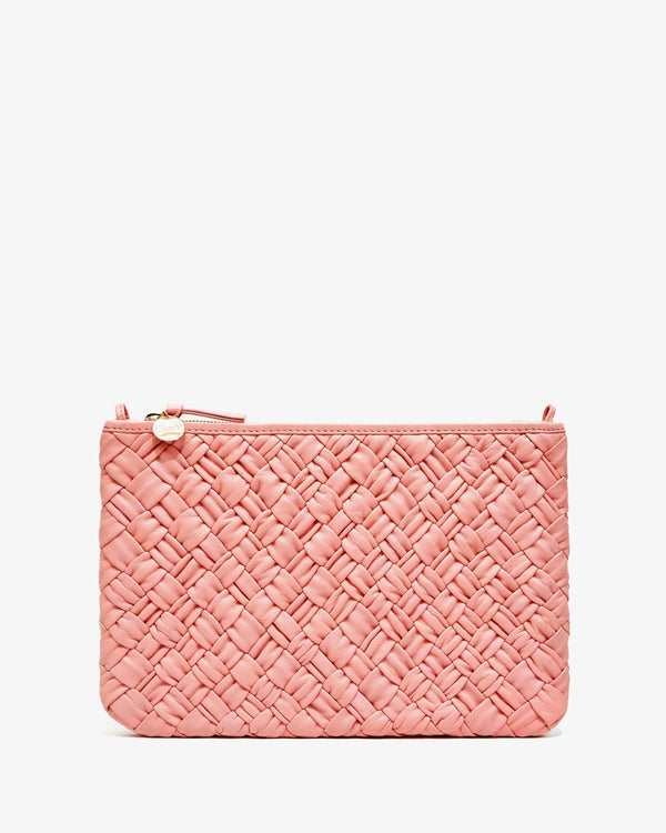 clare vivier Flat Clutch w/ Tabs Blush Puffy Woven