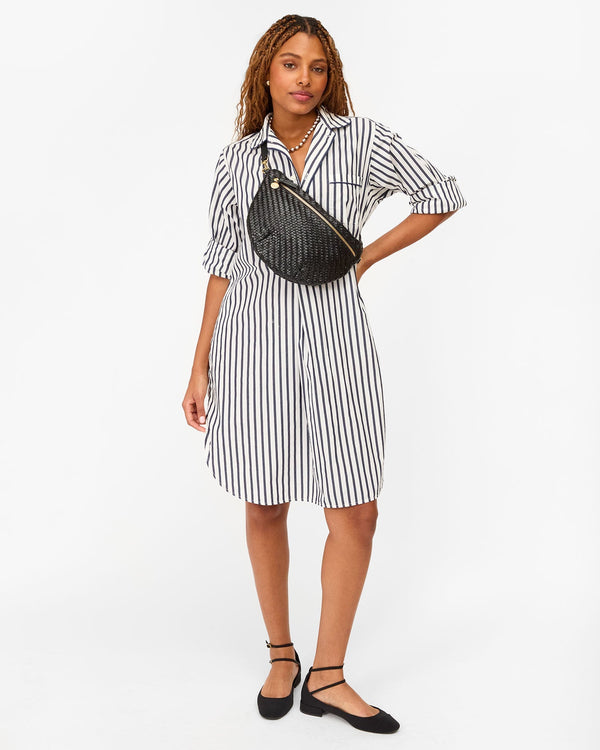 Clare Vivier Grande Fanny Black Woven Zig-Zag