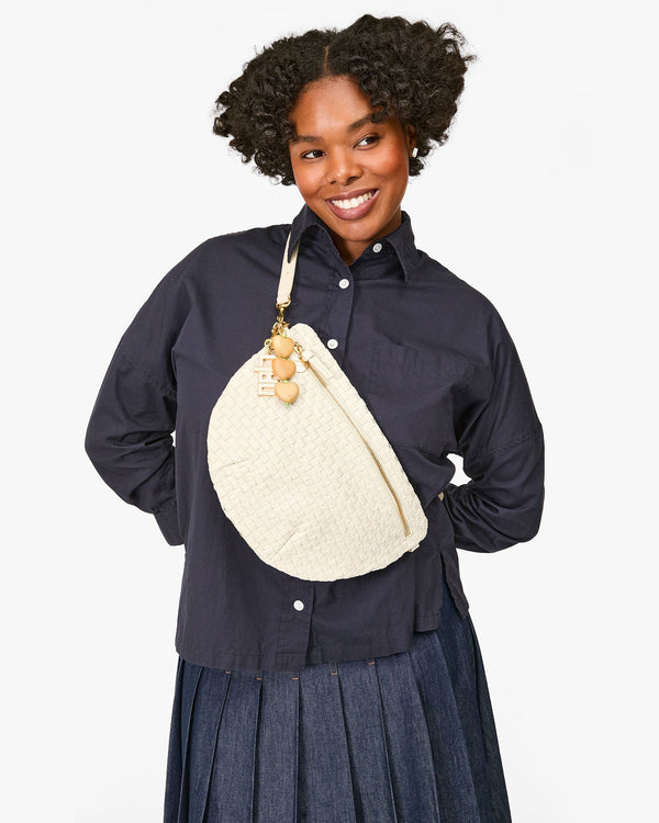 Clare Vivier Grande Fanny Cream Woven Checker