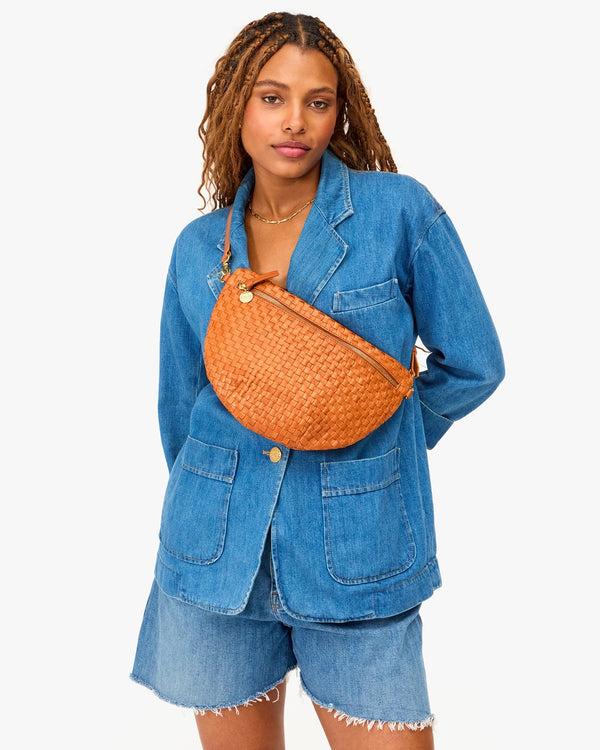 Clare Vivier Grande Fanny Natural Woven Checker