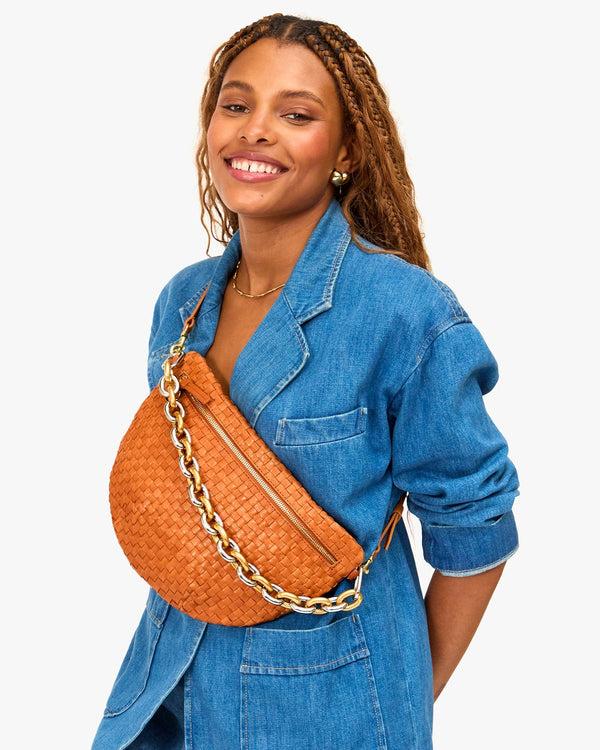 Clare Vivier Grande Fanny Natural Woven Checker