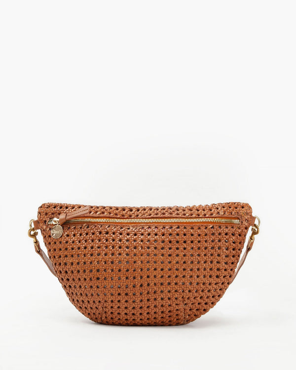 clare vivier Grande Fanny Tan Rattan