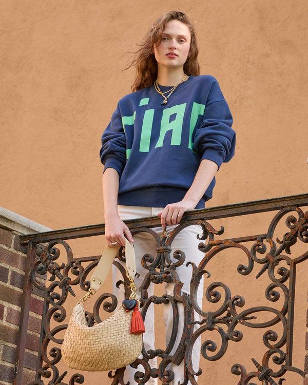 Clare Vivier Grande Heart Fob Black Painted Wood