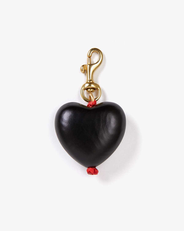 clare vivier Grande Heart Fob Black Painted Wood