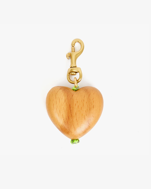 clare vivier Grande Heart Fob Natural