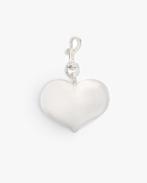 clare vivier Grande Mylar Heart Fob Silver
